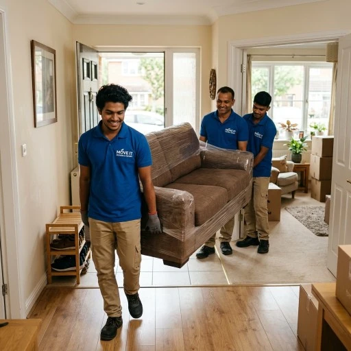 Move It Packers and Movers team carrying furniture during a home shifting service in Pune